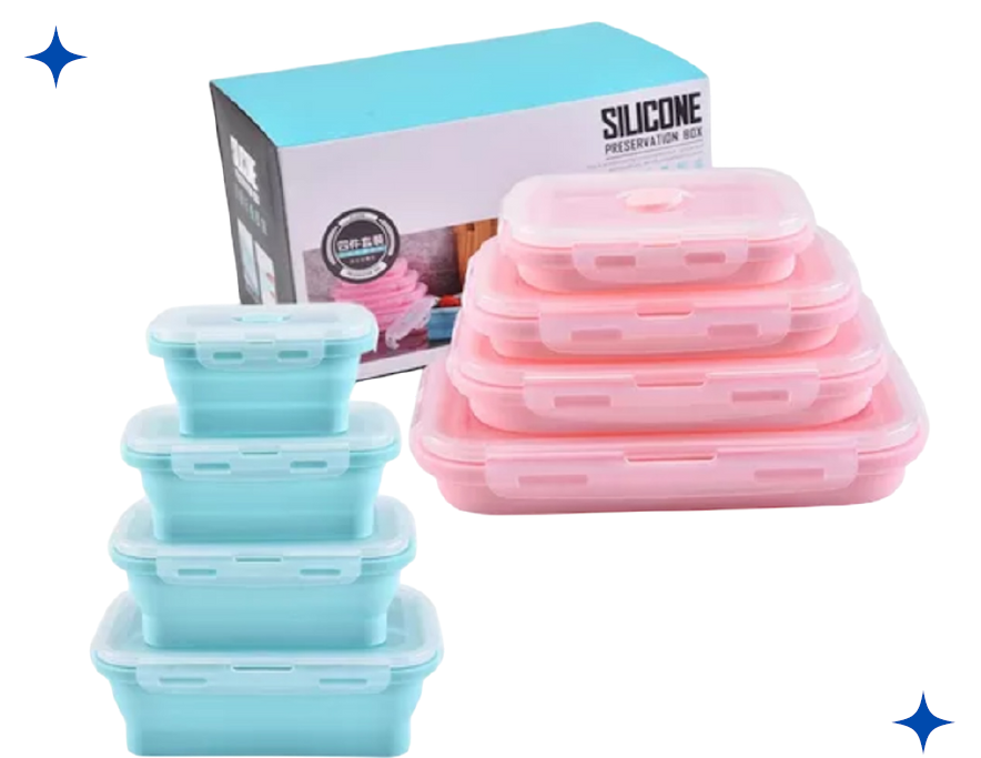 Lonchera silicona retráctil x4