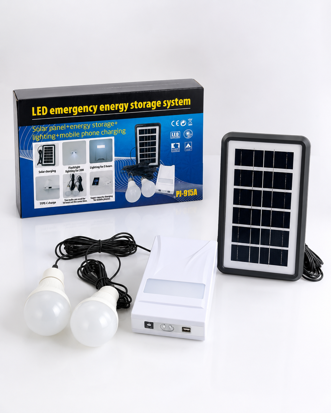 Kit Solar LED de Emergencia PJ-915A – Luz y Carga sin Electricidad