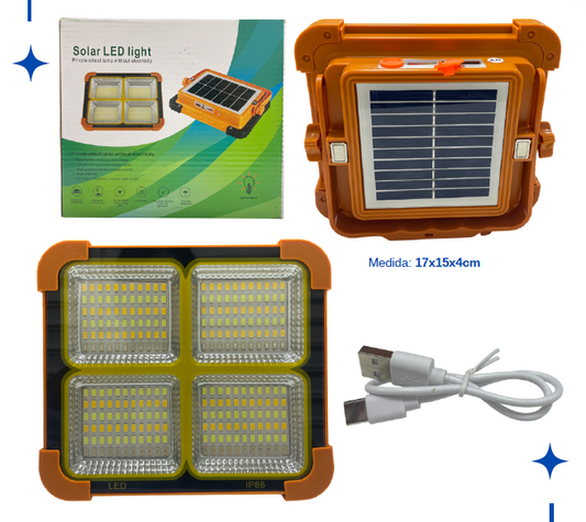 Lámpara Solar LED Alta Intensidad 4 Paneles