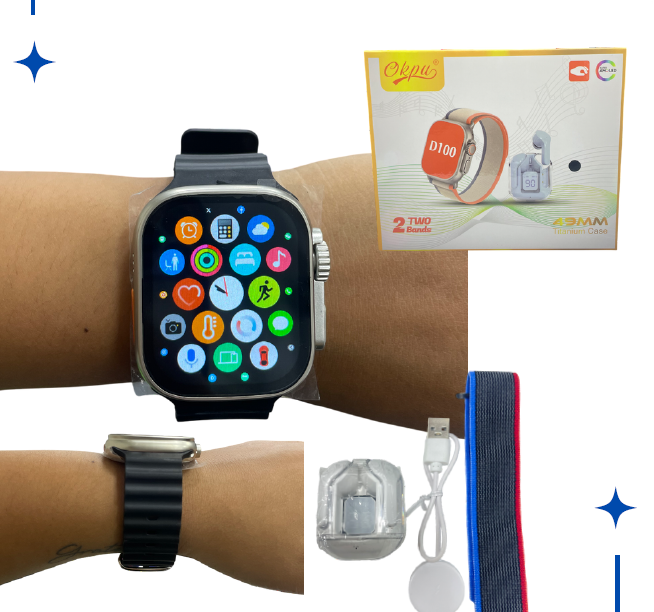 Set Reloj Smartwatch con Audífono D100