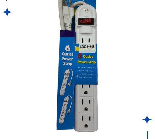 Regleta Eléctrica de 6 Salidas con Interruptor
